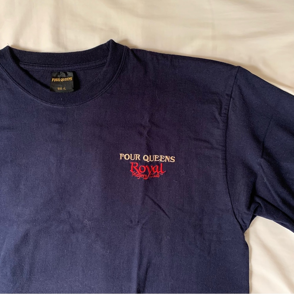 Vintage Four Queens Las Vegas Royal Players Club Navy Blue Shirt